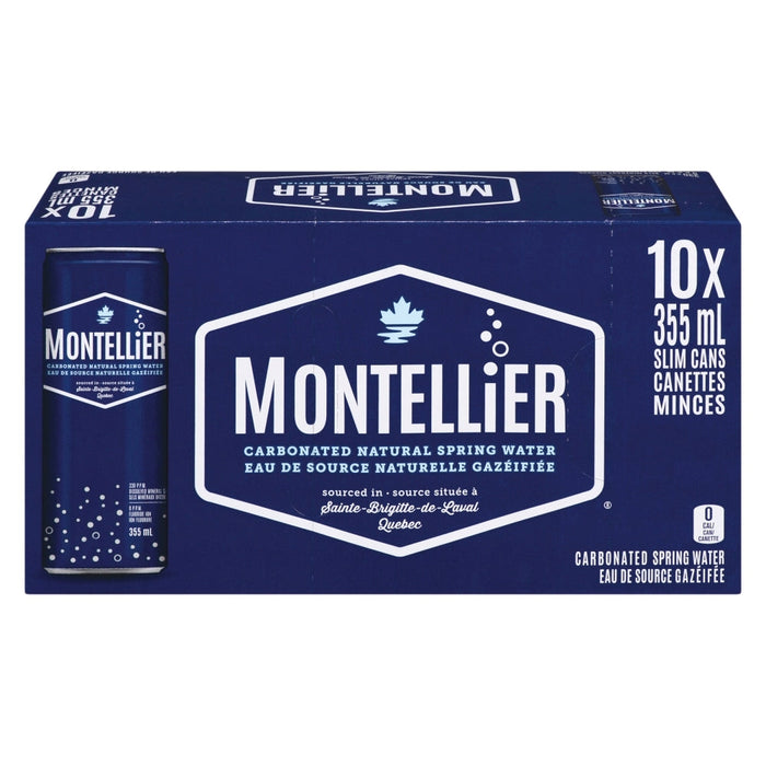 MONTELLIER CARBONATED NATURAL MINERAL WATER CAN, 10 X 355ML