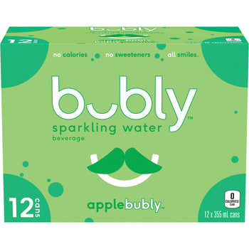 BUBLY APPLE SPARKLING WATER, 12 x 355 ML