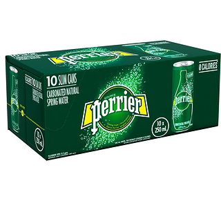 PERRIER CARBONATED NATURAL SPRING WATER CAN, 10 X 250ML