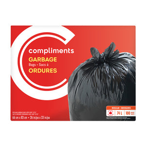 COMPLIMENTS GARBAGE BAGS REGULAR 74 L 100 COUNT