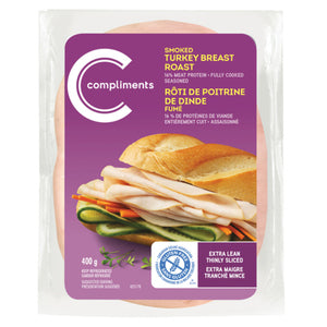 COMPLIMENTS TURKEY BREAST SMOKED EXTRA LEAN THINLY SLICED 400 G