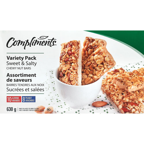COMPLIMENTS CHEWY NUT BARS SWEET & SALTY 18 BARS 630 G