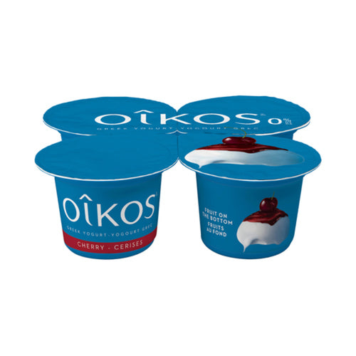 OIKOS GREEK YOGURT FRUIT ON THE BOTTOM CHERRY FLAVOUR 4 X 100 G