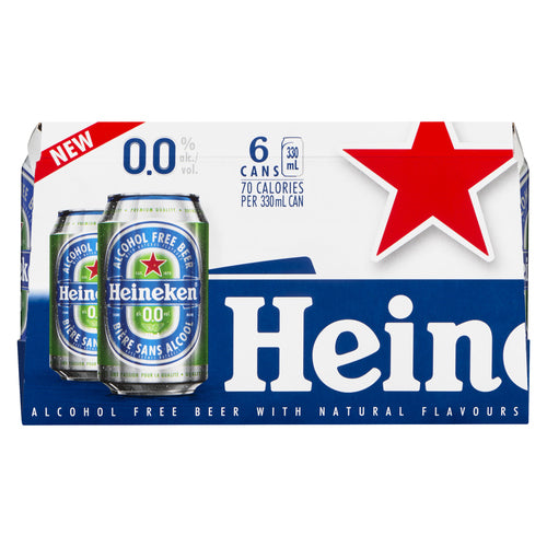 HEINEKEN 0.0% ALCOHOL BEER 6 X 330 ML (CANS)