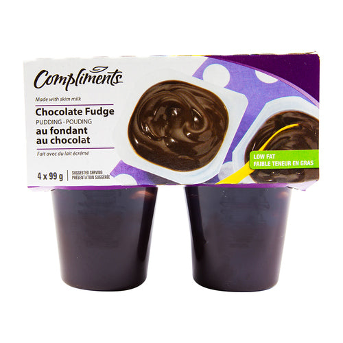 COMPLIMENTS PUDDING CUPS CHOCOLATE FUDGE 4 X 99 G