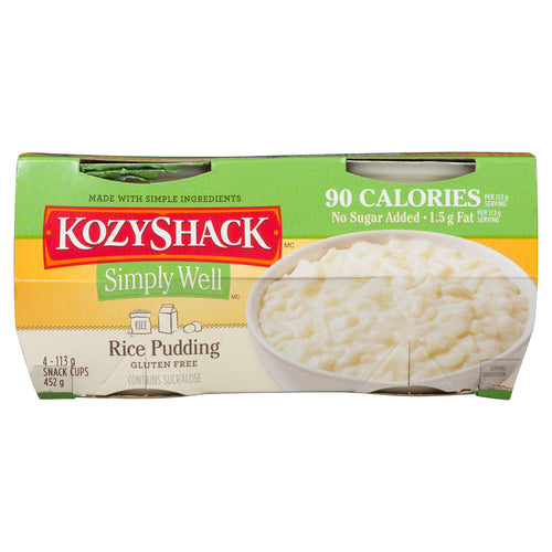 KOZY SHACK GLUTEN-FREE RICE PUDDING SIMPLY WELL 4 X 113 G