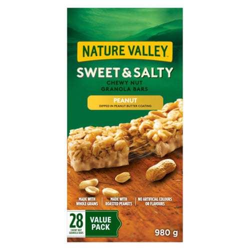NATURE VALLEY GRANOLA BARS SWEET & SALTY PEANUT 28 COUNT 980 G
