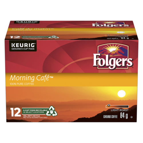 FOLGERS GROUND COFFEE MORNING CAFE LIGHT ROAST 12 K-CUPS 84 G