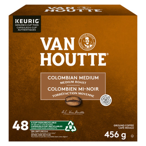 VAN HOUTTE COFFEE PODS COLOMBIAN MEDIUM ROAST 48 K-CUPS 456 G