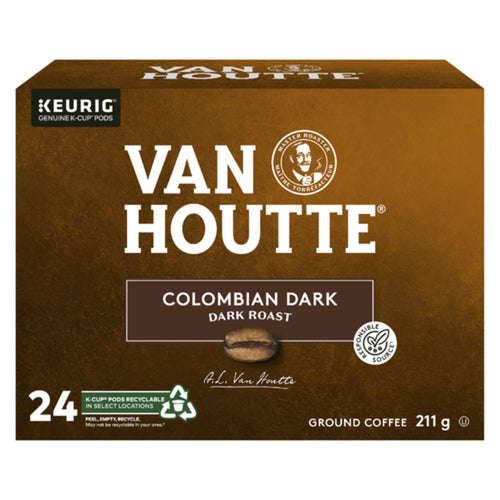 VAN HOUTTE GROUND COFFEE PODS COLOMBIAN DARK ROAST 24 K-CUPS 211 G