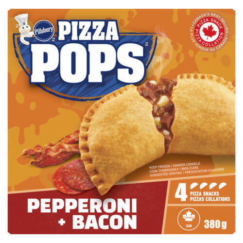 PILLSBURY FROZEN PIZZA POPS PEPPERONI BACON 4 PACK 380 G