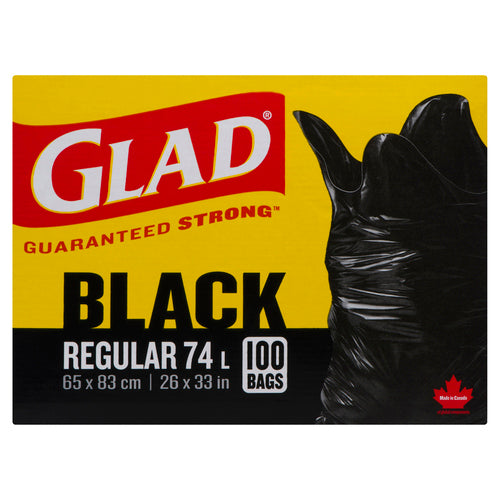 GLAD BLACK GARBAGE BAGS REGULAR 74 L 100 BAGS