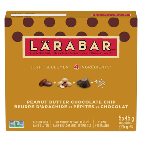 LARABAR GLUTEN-FREE ENERGY BAR PEANUT BUTTER CHOCOLATE CHIP 5 X 45 G