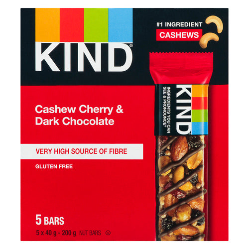 KIND GLUTEN-FREE SNACK BAR CHOCOLATE CHERRY CASHEW 5 X 40 G