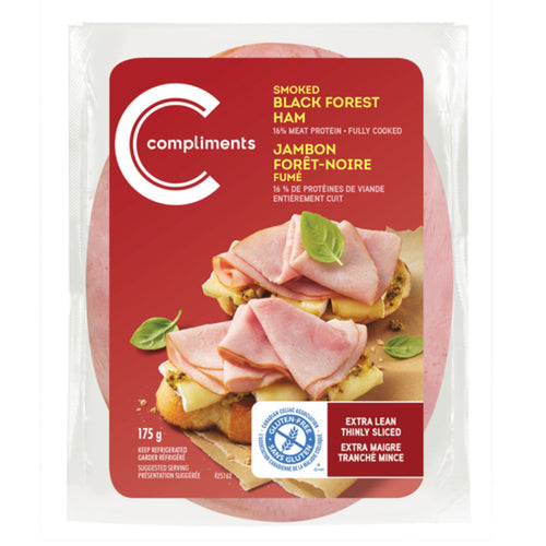 COMPLIMENTS BLACK FOREST SMOKED EXTRA LEAN HAM THINLY SLICED MEAT 175 G