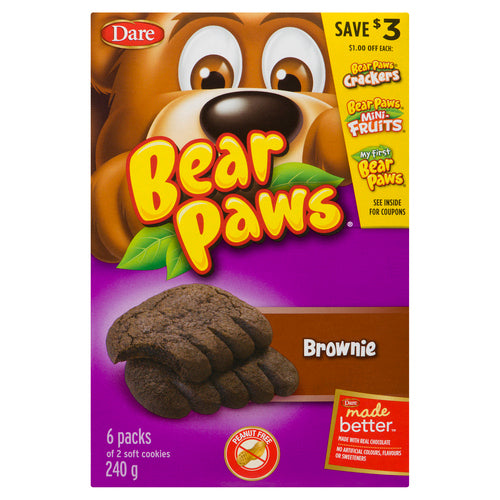 DARE BEAR PAWS PEANUT-FREE COOKIES BROWNIE 6 PACKS 240 G