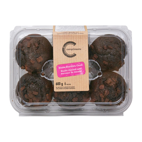 COMPLIMENTS MUFFINS DOUBLE CHOCOLATE CHUNK 600 G