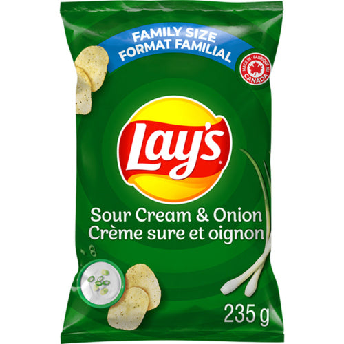 LAY'S SOUR CREAM & ONION FLAVOURED POTATO CHIPS 235 G