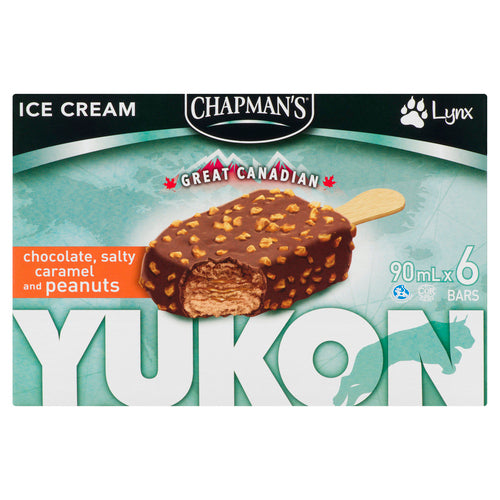 CHAPMAN'S GREAT CANADIAN YUKON CHOCOLATE ICE CREAM BARS SALTY CARAMEL & PEANUTS 6 EA