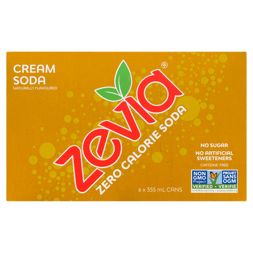ZEVIA ZEO CALORIE SOFT DRINK CREAM SODA 6 X 355 ML