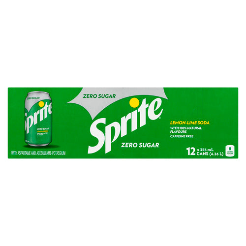 SPRITE SOFT DRINK ZERO SUGAR LEMON-LIME CANS 12 X 355 ML
