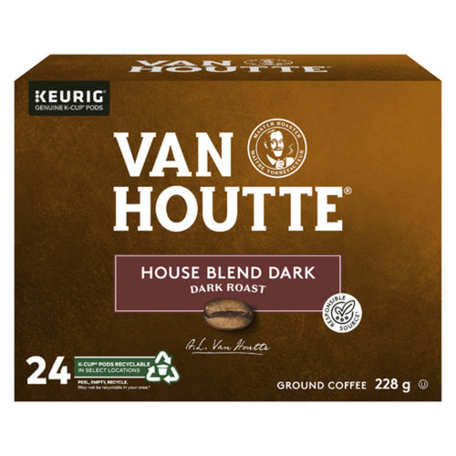 VAN HOUTTE COFFEE PODS HOUSE BLEND DARK ROAST 24 K-CUPS 228 G