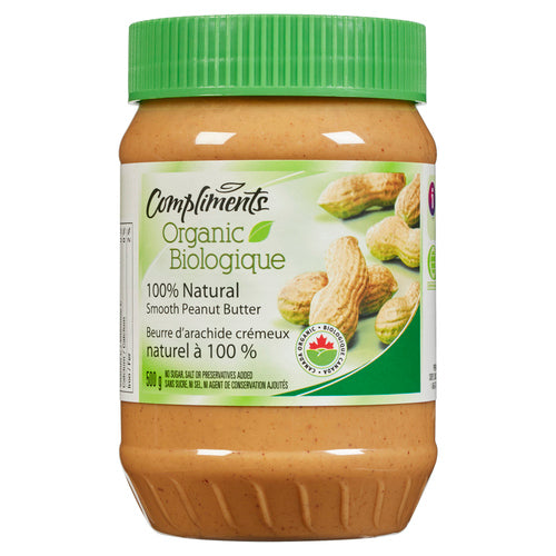 COMPLIMENTS ORGANIC PEANUT BUTTER SMOOTH 500 G