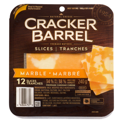 CRACKER BARREL CHEESE SLICES MARBLE 240 G