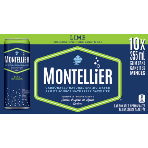 MONTELLIER CARBONATED NATURAL SPRING WATER LIME 10 X 355 ML