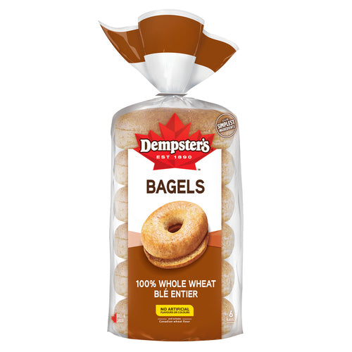 DEMPSTER’S BAGELS 100% WHOLE WHEAT 6 PACK 450 G