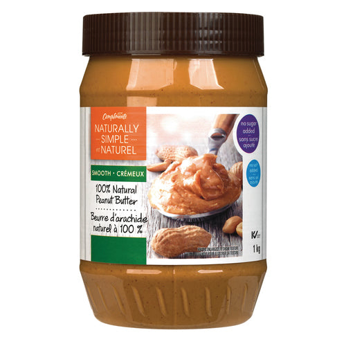 COMPLIMENTS NATURALLY SIMPLE 100% NATURAL SMOOTH PEANUT BUTTER 1 KG