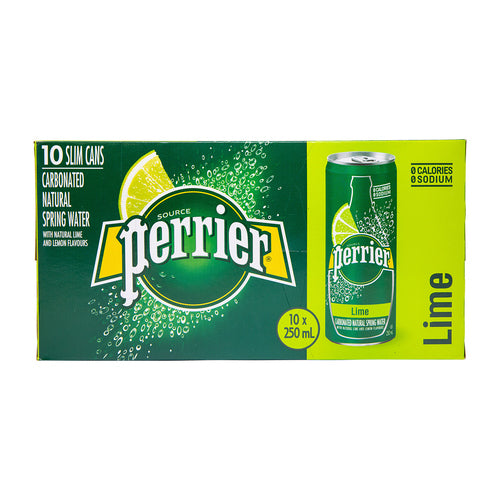 PERRIER CARBONATED NATURAL SPRING WATER LIME 10 X 250 ML