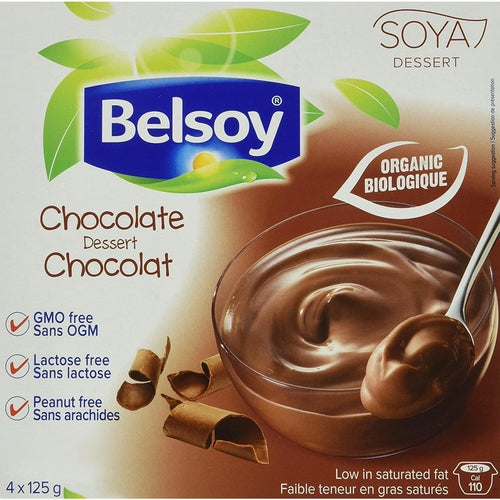 BELSOY ORGANIC SOY PUDDING CHOCOLATE 4 X 125 G