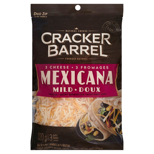 CRACKER BARREL SHREDS 3 CHEESE MEXICANA CHEESE 320 G