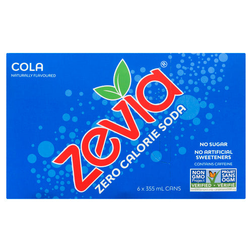 ZEVIA ZERO CALORIE SOFT DRINK COLA NATURAL FLAVOUR 6 X 355 ML