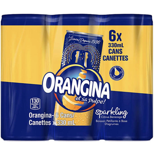 ORANGINA SPARKLIG SOFT DRINK CITRUS CANS 6 X 330 ML