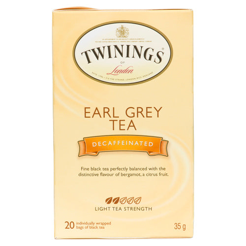 TWININGS TEA DECAFFEINATED EARL GREY LIGHT 20 TEA BAGS