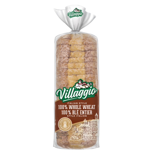 VILLAGGIO BREAD ITALIAN STYLE THICK SLICE 100% WHOLE WHEAT 675 G