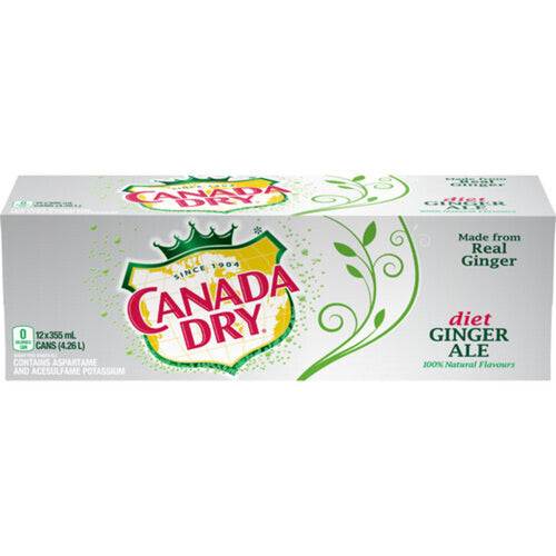 CANADA DRY DIET GINGER ALE CANS 12 X 355 ML