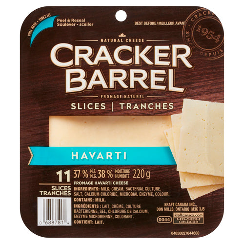 CRACKER BARREL HAVARTI CHEESE SLICES 220 G