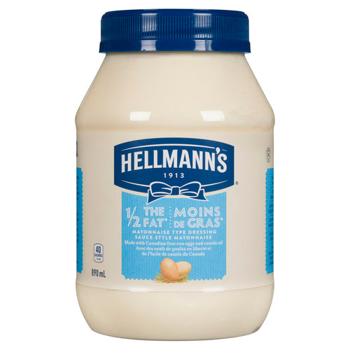 HELLMANN'S GLUTEN-FREE 1/2 THE FAT MAYONNAISE 890 ML