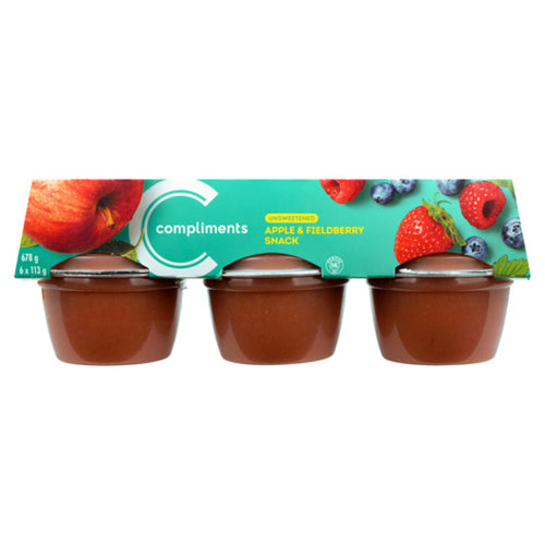 COMPLIMENTS UNSWEETENED SNACK CUPS APPLE FIELDBERRY 6 X 113 G