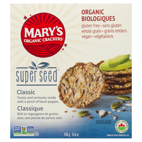 MARY'S ORGANIC GLUTEN-FREE CRACKERS SUPER SEED CLASSIC 155 G