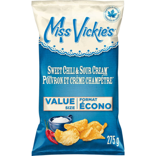 MISS VICKIE'S SWEET CHILI & SOUR CREAM FLAVOUR KETTLE COOKED POTATO CHIPS 275 G
