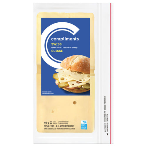 COMPLIMENTS SWISS SLICED CHEESE 440 G