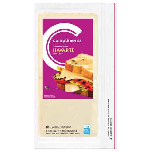 COMPLIMENTS CHEESE SLICES HAVARTI 440 G