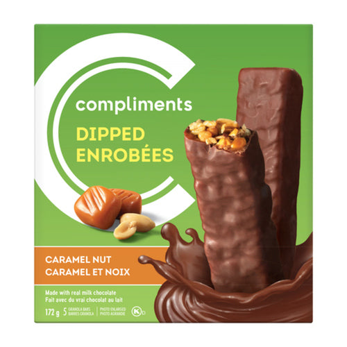 COMPLIMENTS GRANOLA BARS DIPPED CARAMEL NUT 172 G