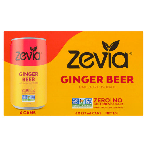ZEVIA GINGER BEER SODA NATURALLY FLAVOURED 6 X 222 ML