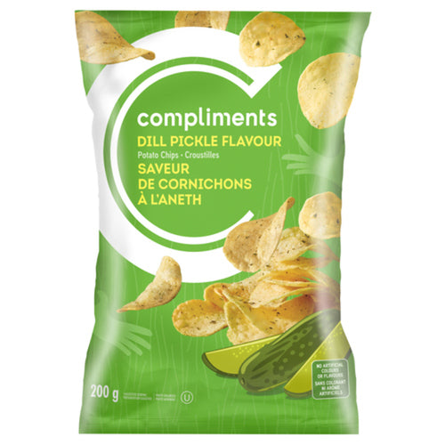 COMPLIMENTS POTATO CHIPS DILL PICKLE 200 G