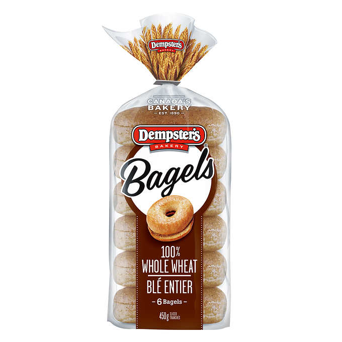 DEMPSTER’S 100% WHOLE WHEAT BAGELS
2 PACKS OF 6